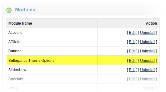 Install Sellegance Theme Options module